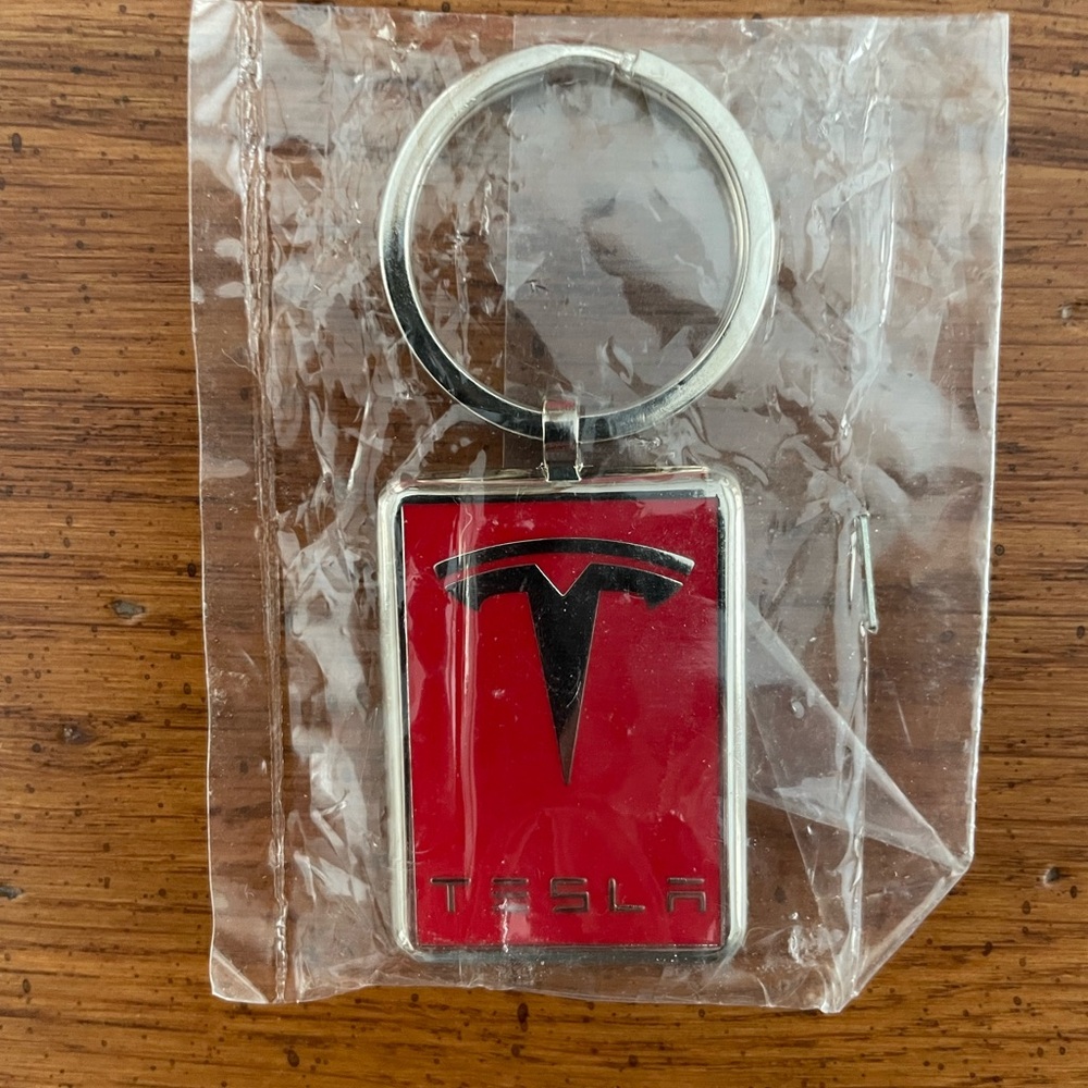 Tesla Red and Silver Keychain - Picture 2 of 5